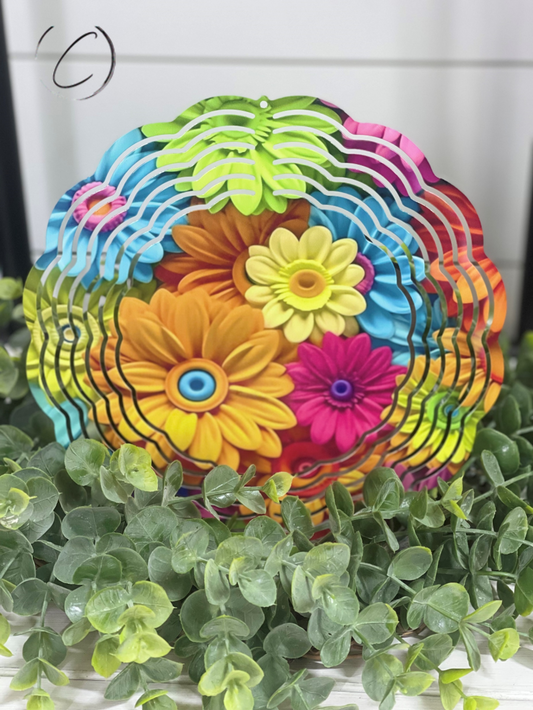 3D Rainbow Daisy Wind Spinner