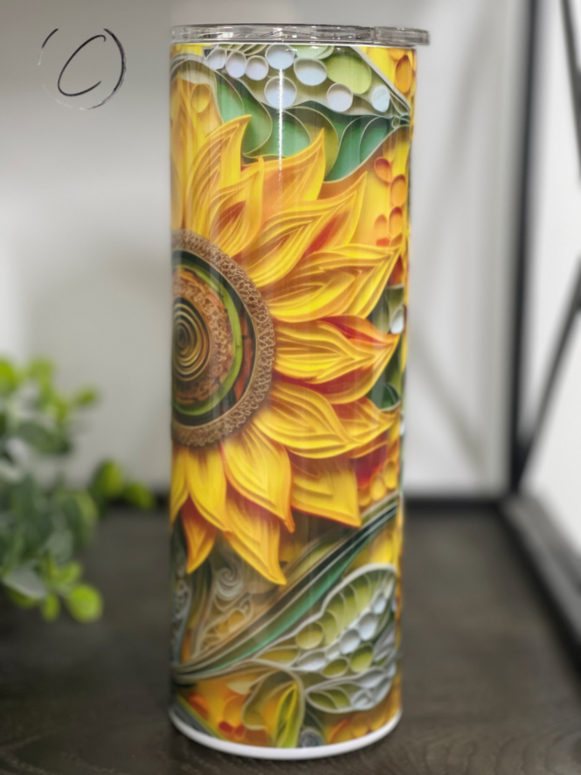 3D Sunflower 20oz Skinny Tumbler