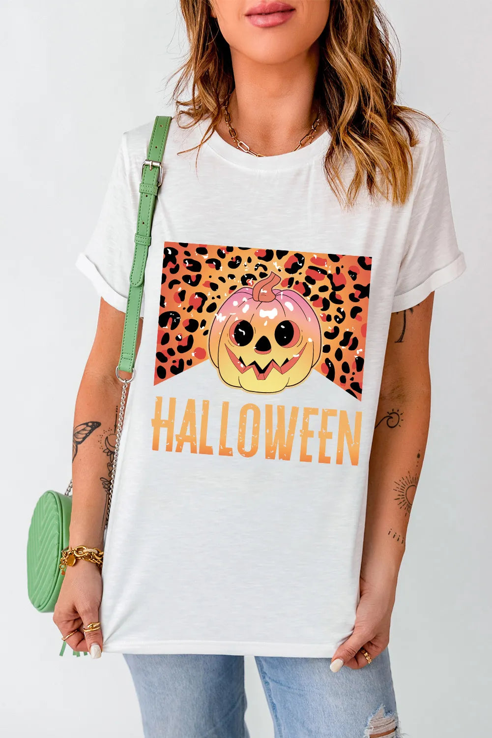 Halloween Graphic Round Neck Short Sleeve T-Shirt