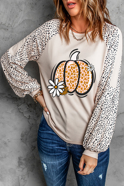 Spotted Pumpkin Graphic Long Sleeve Top