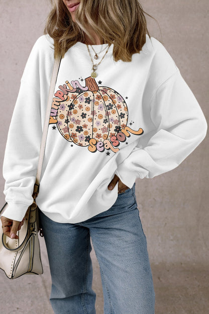 Floral Pumpkin Graphic Sweatshirt