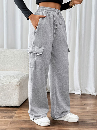 Drawstring Elastic Waist Joggers with Pockets