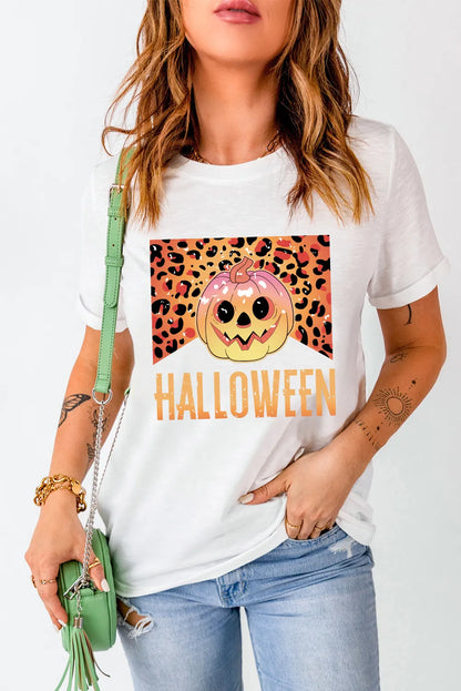 Halloween Graphic Round Neck Short Sleeve T-Shirt