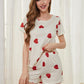 Heart Round Neck Top and Shorts Lounge Set