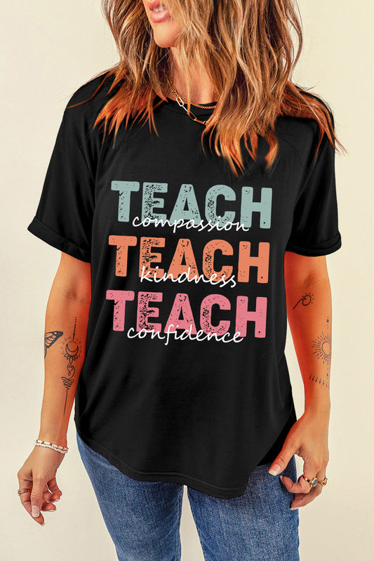 Teach Letter Graphic Short Sleeve T-Shirt