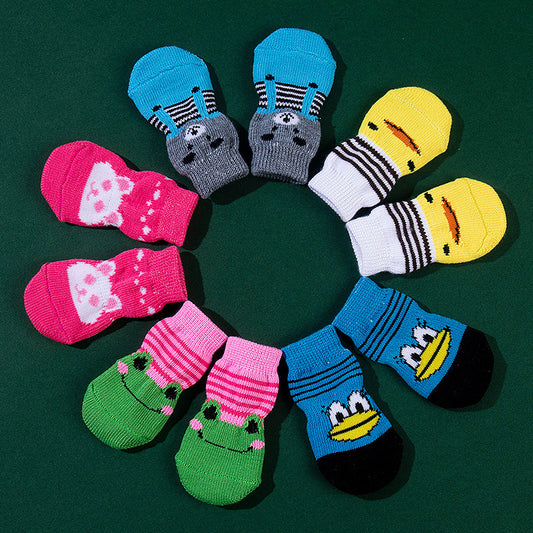 High Quality Non-slip Sole Socks Cat/Dog 4 Pack