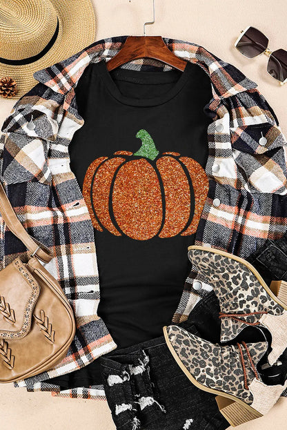 Glitter Pumpkin Short Sleeve T-Shirt