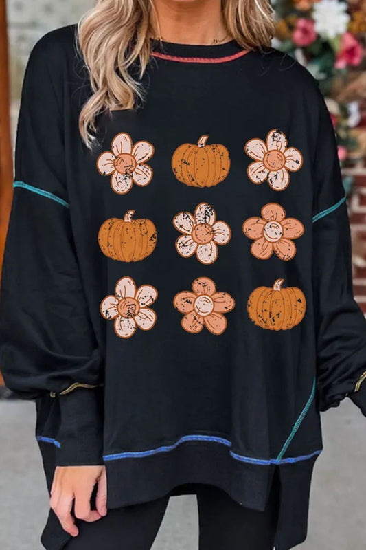 Pumpkin & Flower Graphic Sweatshirt