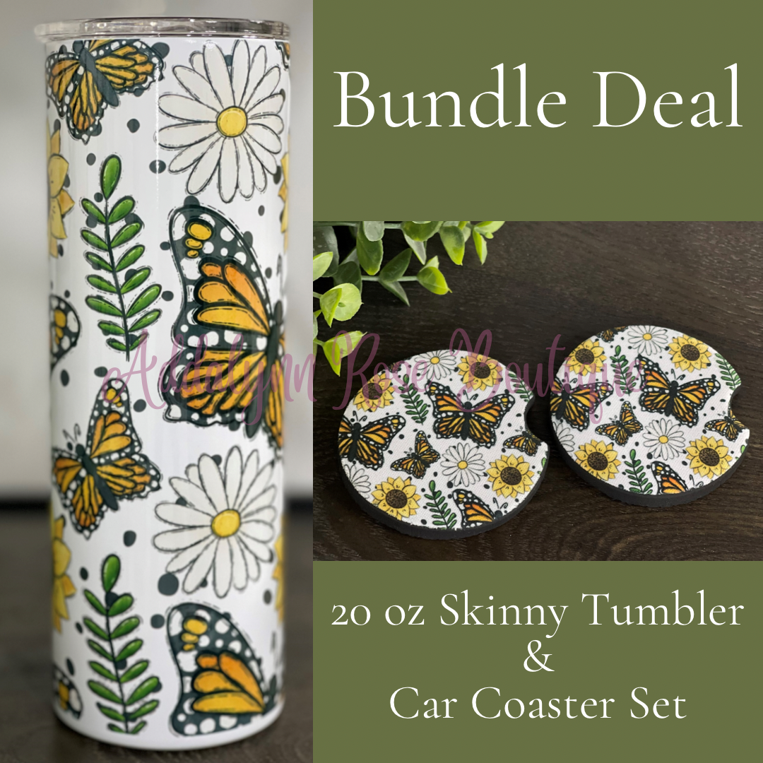 Butterflies & Wild Flowers 20oz Skinny Tumbler