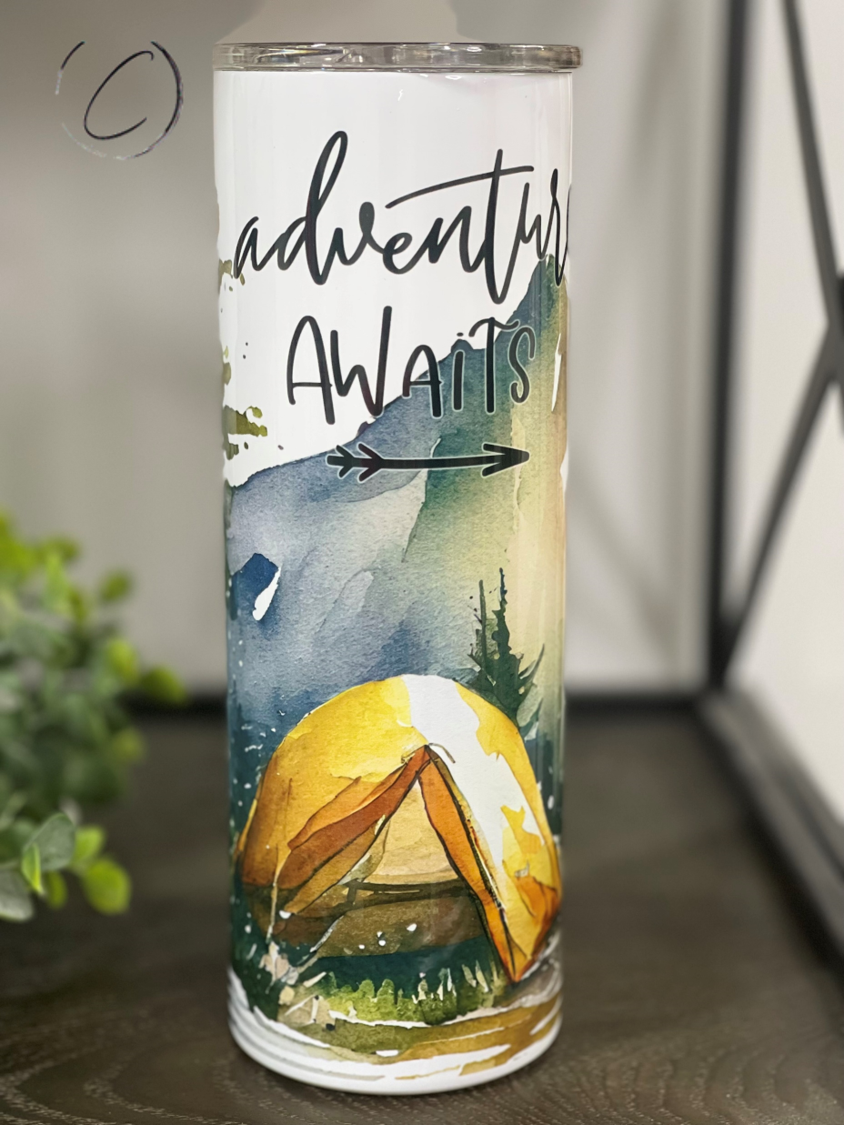 Adventure Awaits Camping 20oz Skinny Tumbler