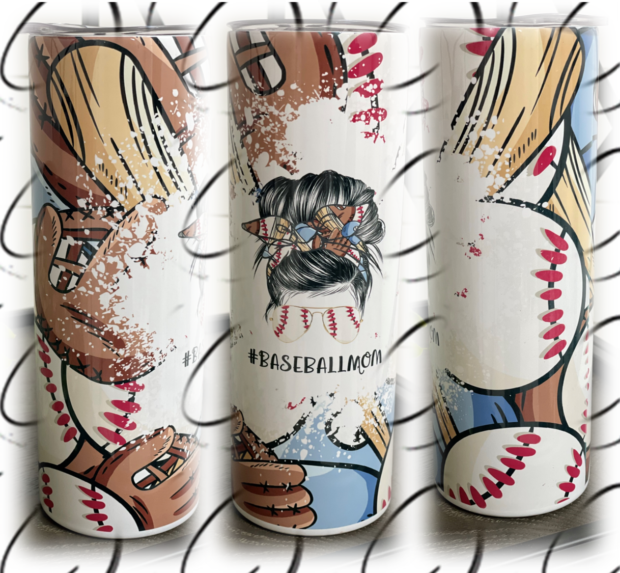 #BaseballMom 20oz Skinny Tumbler