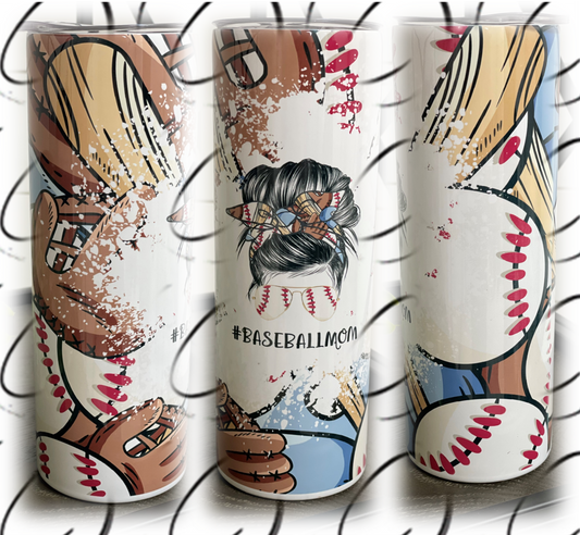 #BaseballMom 20oz Skinny Tumbler