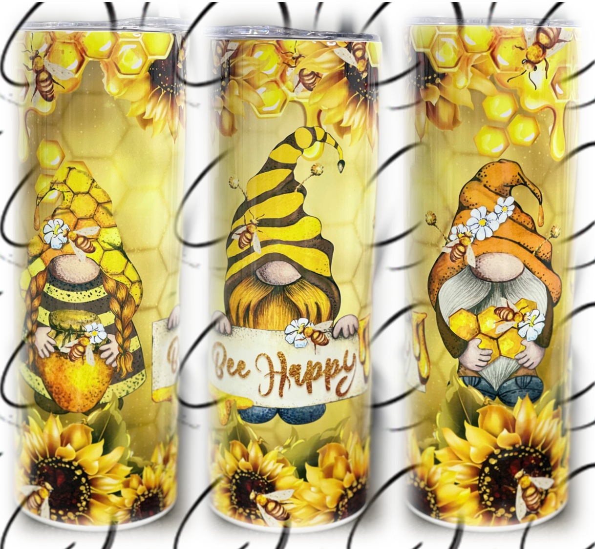 Bee Happy Gnomes 20oz Skinny Tumbler