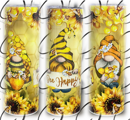 Bee Happy Gnomes 20oz Skinny Tumbler