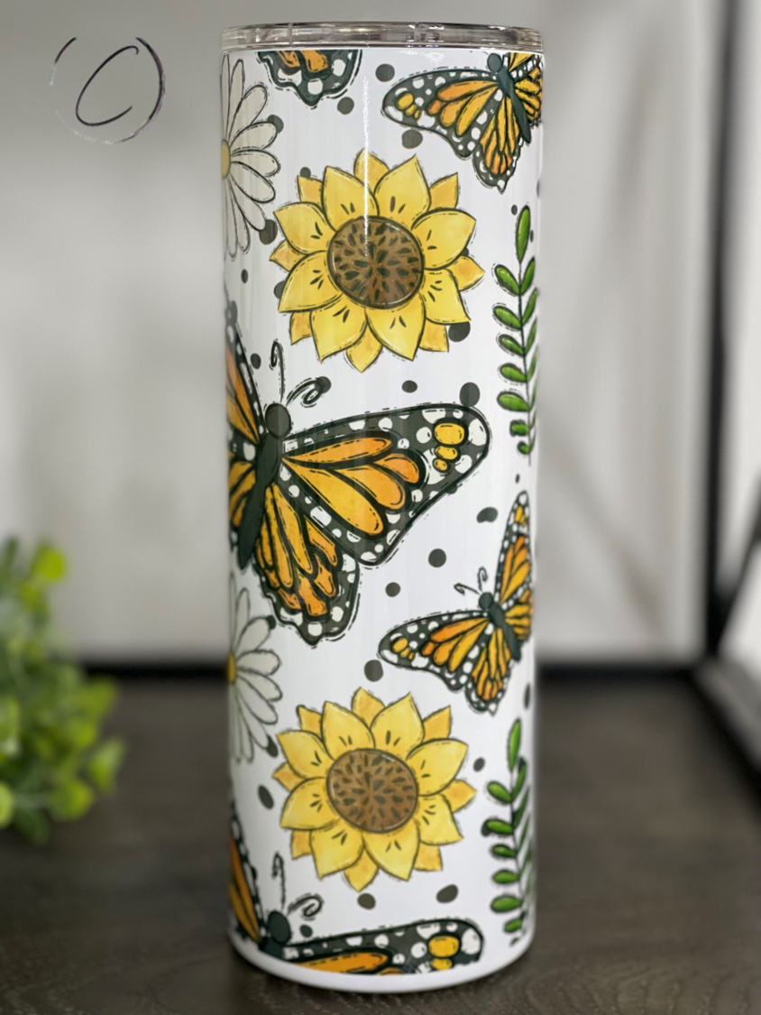 Butterflies & Wild Flowers 20oz Skinny Tumbler