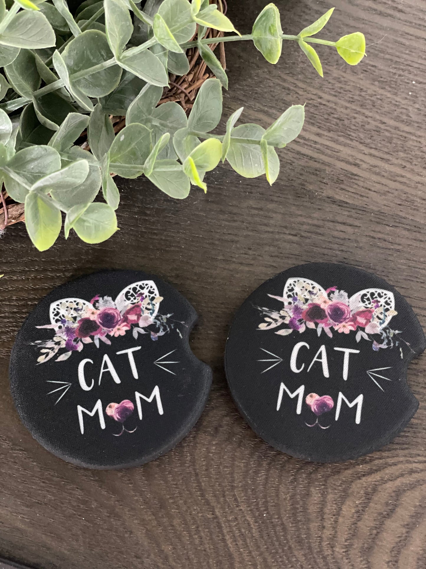 Cat Mom Neoprene Car Coaster Set