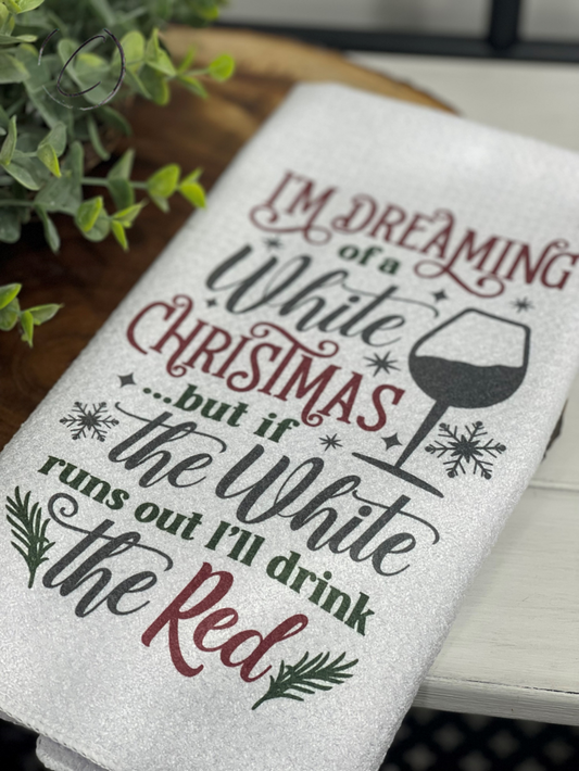 Dreaming Of A White Christmas Waffle Weave Tea Towel