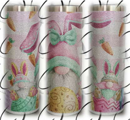 Easter Bunny Gnomes 20oz Glitter Skinny Tumbler