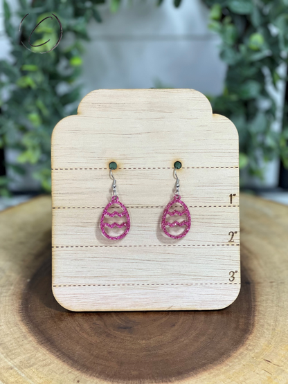 Easter Egg Pink Glitter Dangle Earrings