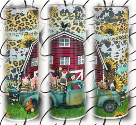 Farm Animal Truck 20oz Skinny Tumbler