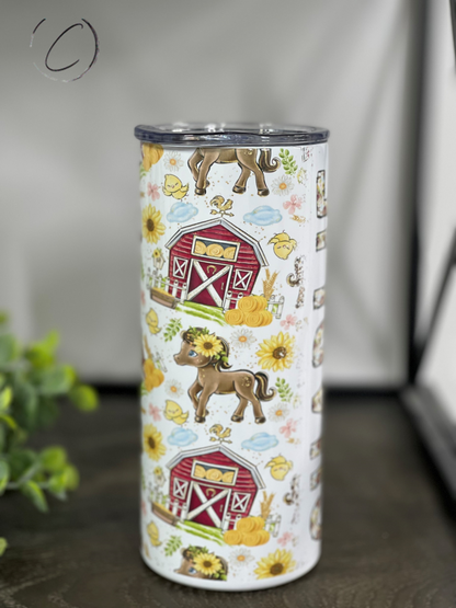 Farmyard Custom Name 15oz Kids Skinny Tumbler