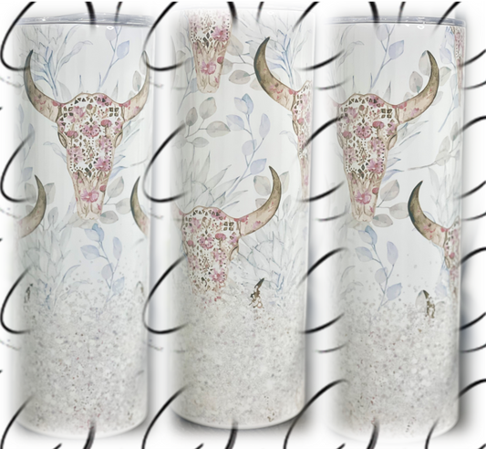 Floral Bull Skull 20oz Skinny Tumbler