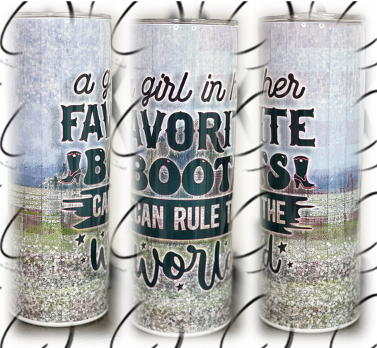 Girl & Her Fav Boots 20oz Skinny Tumbler