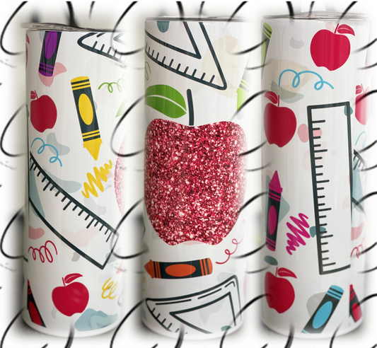 Glitter Apple 20oz Skinny Tumbler