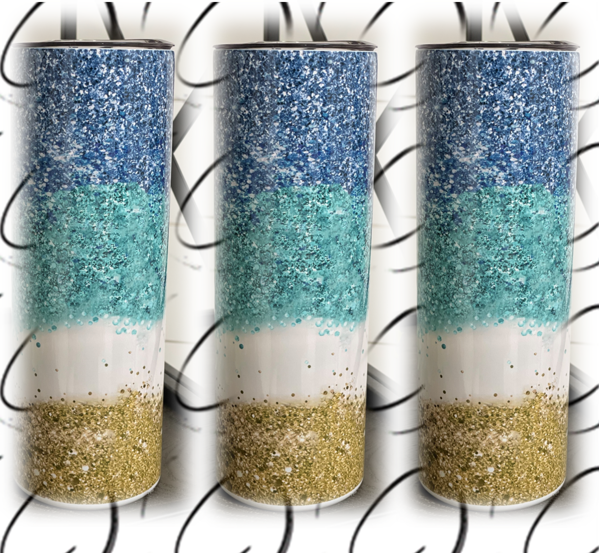 Glitter Ocean 20oz Skinny Tumbler