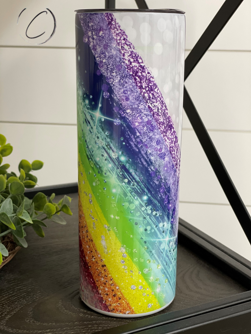 Glitter Rainbow 20oz Skinny Tumbler