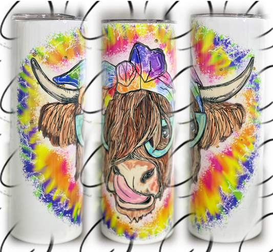 Groovy Highland Cow 20oz Skinny Tumbler