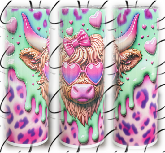 Groovy Love Highland Cow 20oz Skinny Tumbler