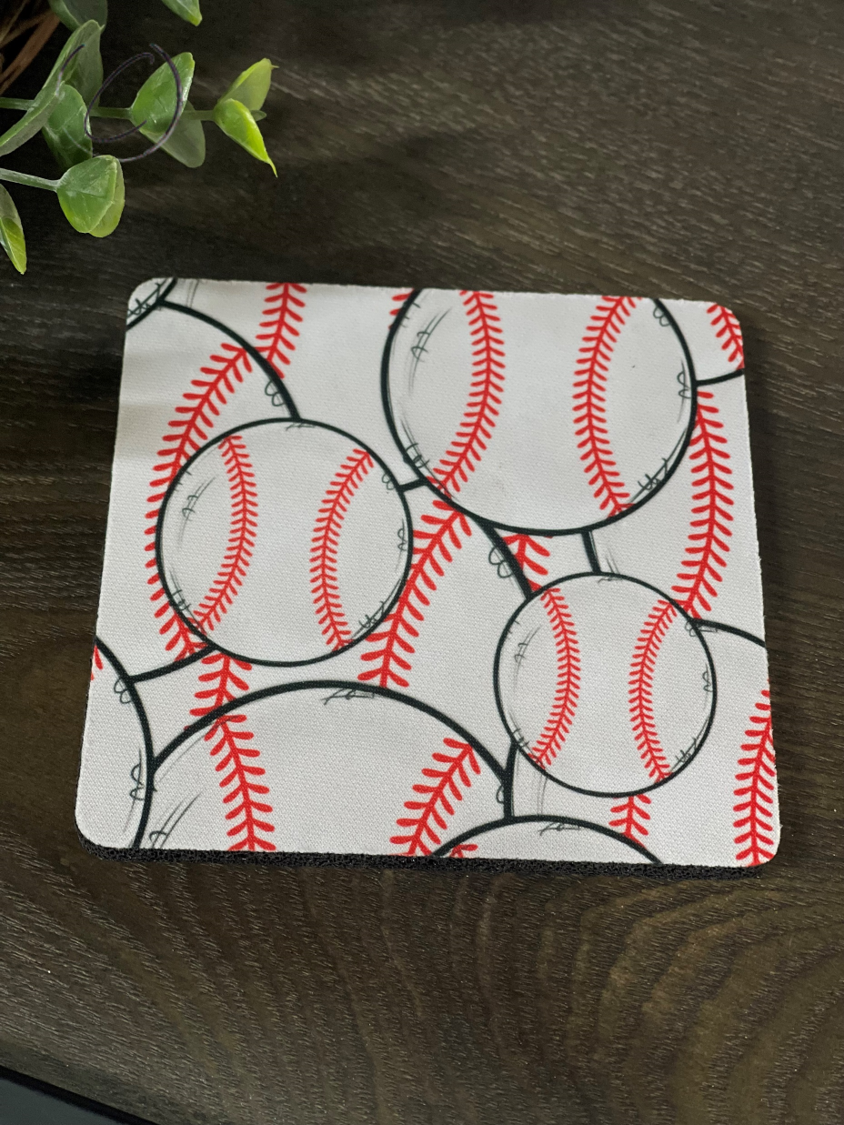 Hand Drawn Baseballs Home Coaster Set