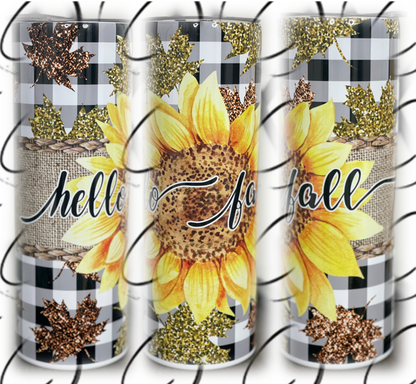 Hello Fall Sunflower 20oz Skinny Tumbler