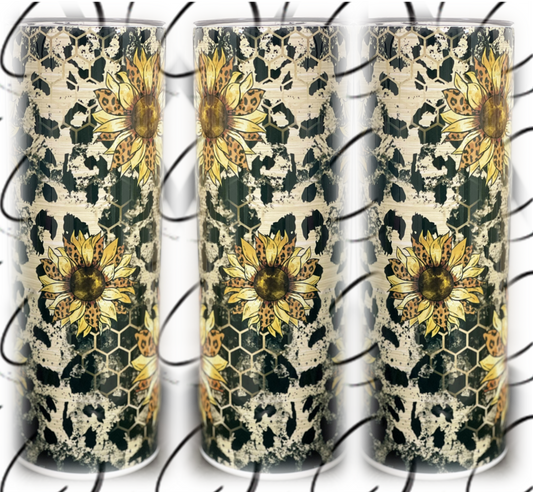 Honeycomb Leopard Sunflower 20oz Skinny Tumbler