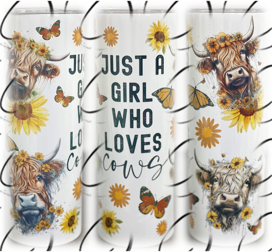 Just A Girl Who Loves Cows 20oz Skinny Tumbler