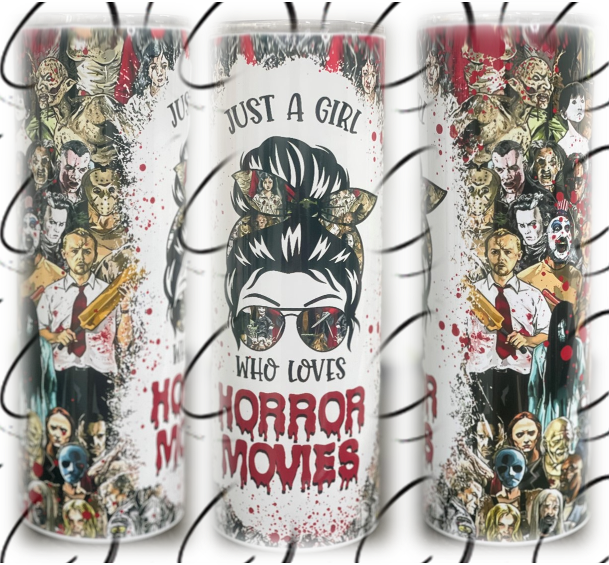 Just A Girl Who Loves Horror Movies 20oz Skinny Tumbler