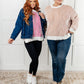 Least High Maintenance Contrast Trim Sweater in Pink