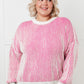 Least High Maintenance Contrast Trim Sweater in Pink