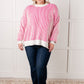 Least High Maintenance Contrast Trim Sweater in Pink