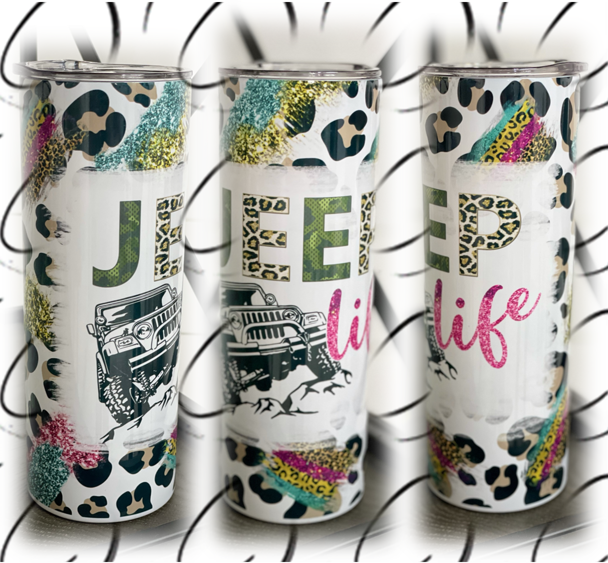 Leopard Jeep Life 20oz Skinny Tumbler