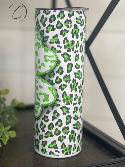 Leopard Shamrock 20oz Skinny Tumbler