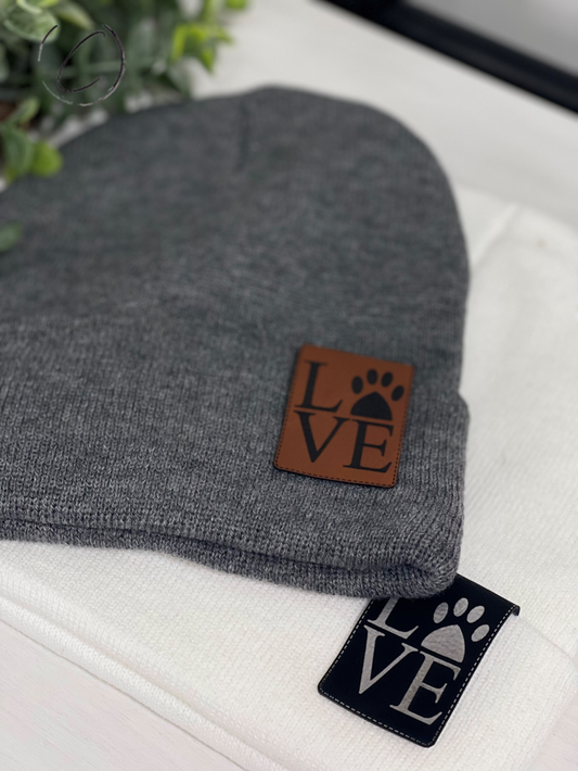 Love Paw Cuff Patch Beanie