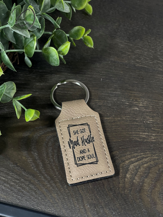 Mad Hustle & Dope Soul Leather Keychain