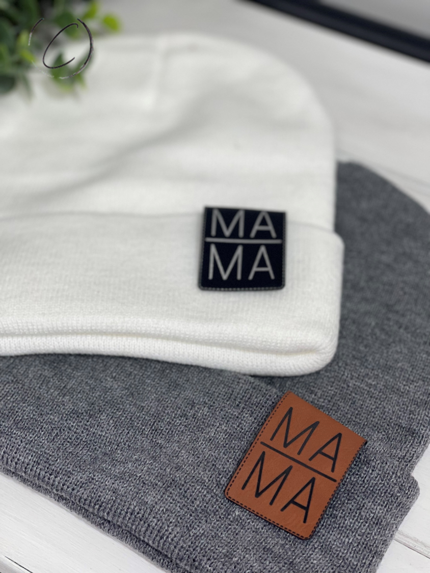 Mama Stacked Cuff Patch Beanie