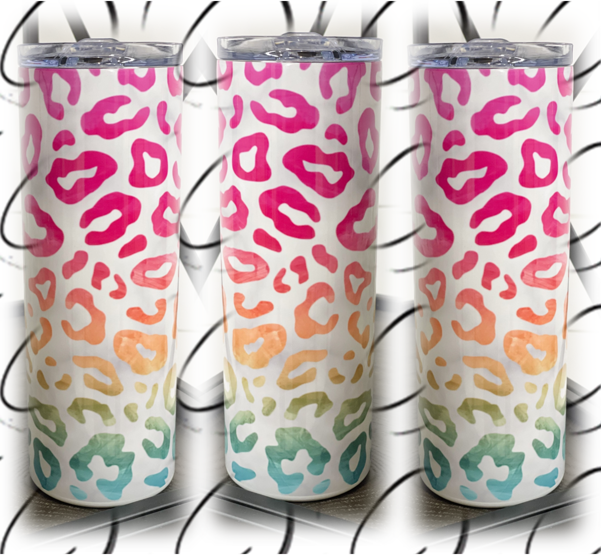 Marbled Ombre Leopard 20oz Skinny Tumbler