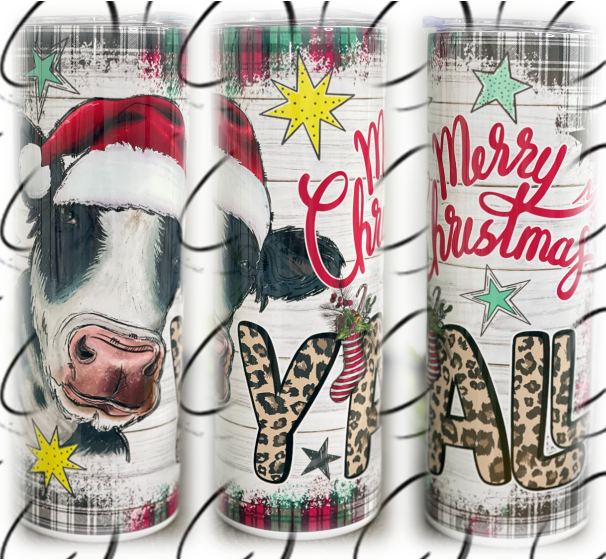 Merry Christmas Y'all Heifer 20oz Skinny Tumbler