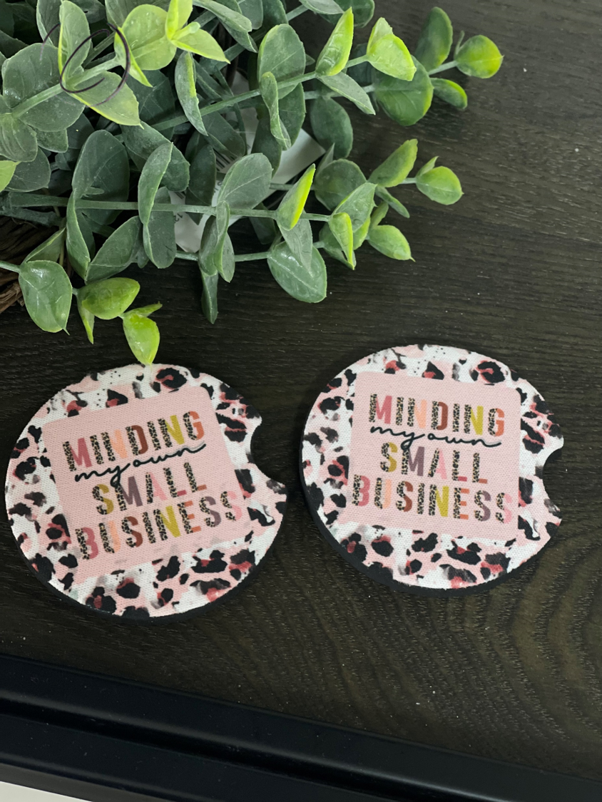 Minding My Own Small Business Car Coaster Set