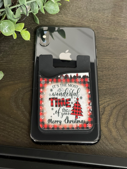 Most Wonderful Time Buffalo Plaid Card Caddy Phone Wallet