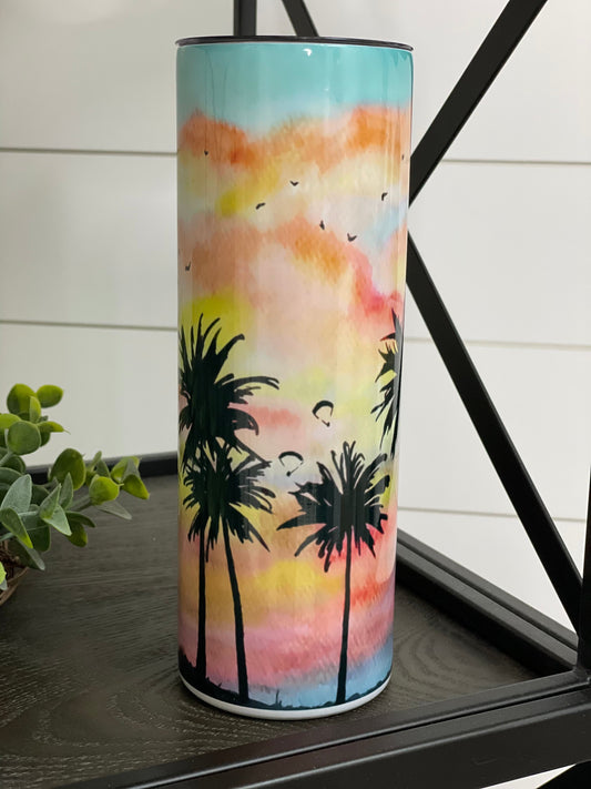 Palm Tree Painting 20oz Skinny Tumbler